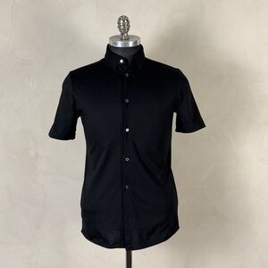 COS Black Short Sleeve Knit Button Down Shirt Minimal Mens S